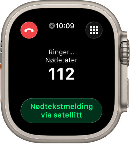 En skjerm viser Ingen forbindelse etter et forsøk på å ringe nødetatene. Nødtekstmelding-knappen er nederst.