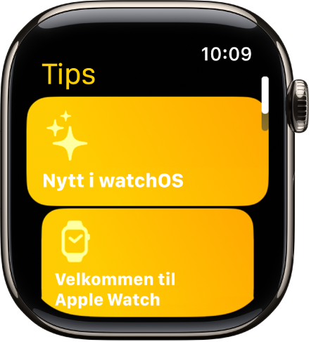 Tips-appen som viser samlinger av Tips, som Velkommen til Apple Watch.