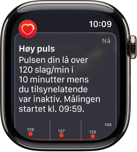 Et Puls-varsel som viser rask puls.