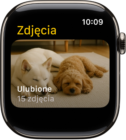 Aplikacja Zdjęcia na Apple Watch, wyświetlająca album Ulubione.