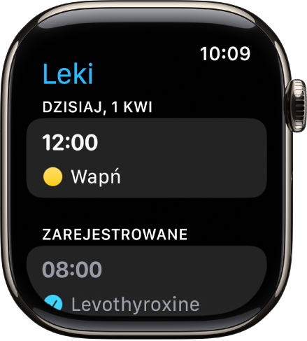 Aplikacja Leki wyświetlająca zarejestrowane leki.