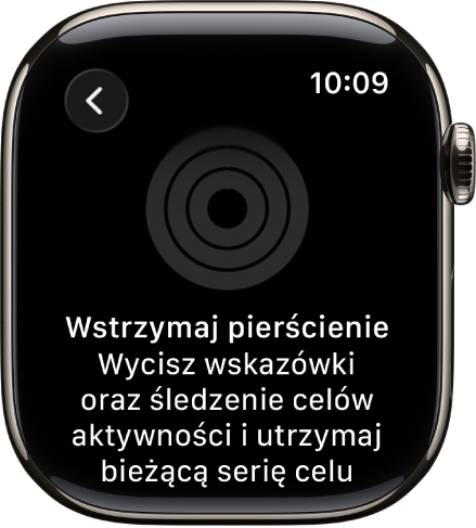 Ekran Wstrzymaj pierścienie aktywności.