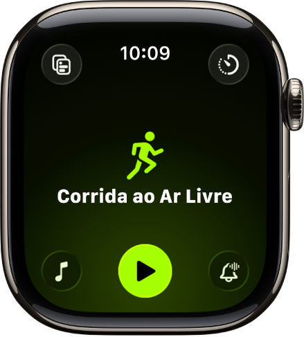 Tela do app Exercício com o exercício Corrida ao Ar Livre em destaque.