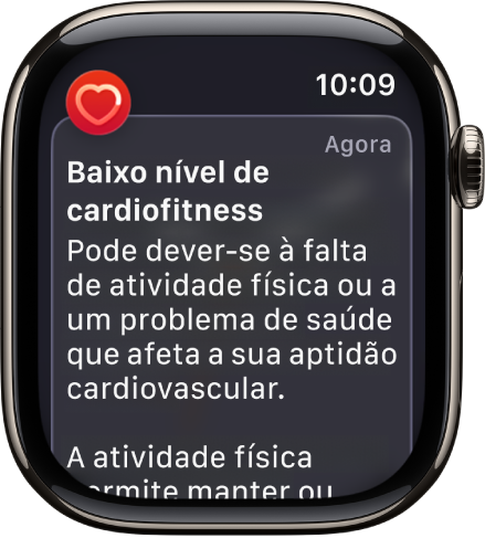 Um aviso de frequência cardíaca a indicar níveis baixos de intensidade do coração.