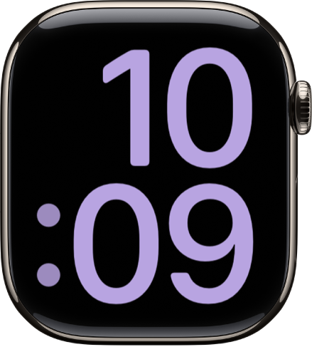 O mostrador “Enorme” apresenta as horas em formato digital.
