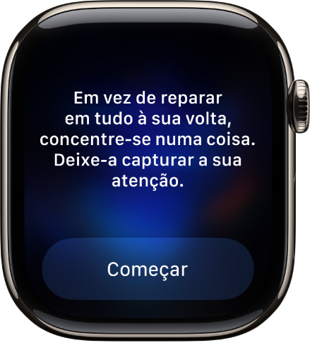 A aplicação Atenção Plena a mostrar um pensamento para reflexão. Por baixo, está um botão “Iniciar”.