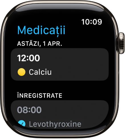 Aplicația Medicații afișând medicațiile înregistrate.