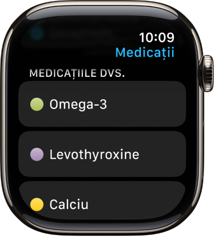 Aplicația Medicații afișând lista tuturor medicațiilor.