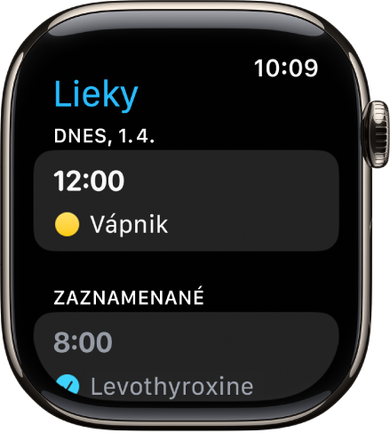 Apka Lieky so zoznamom naplánovaných a zaznamenaných liekov.