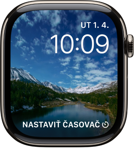 Ciferník Časozber zobrazujúci časozberné video dramatickej scenérie. Dole je nasmerovanie kompasu.