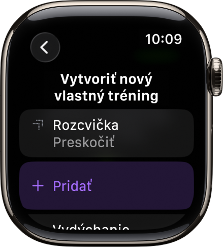 Apka Tréning s obrazovkou na vytvorenie vlastného tréningu.