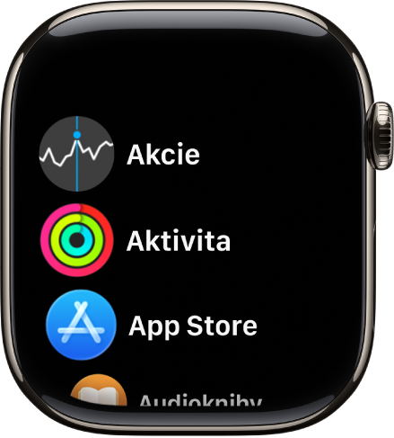 Plocha v zobrazení zoznamu s apkami v abecednom poradí.