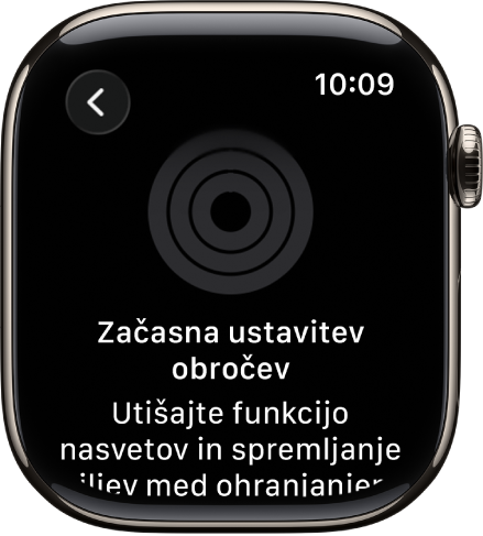 Zaslon Začasno ustavite svoje obroče