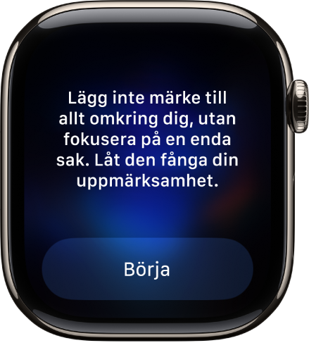Appen Mindfulness visar en tanke du kan reflektera över. Knappen Börja finns nedanför.