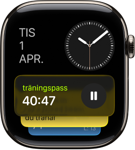 Den smarta traven på Apple Watch visar liveaktiviteter och widgetar.