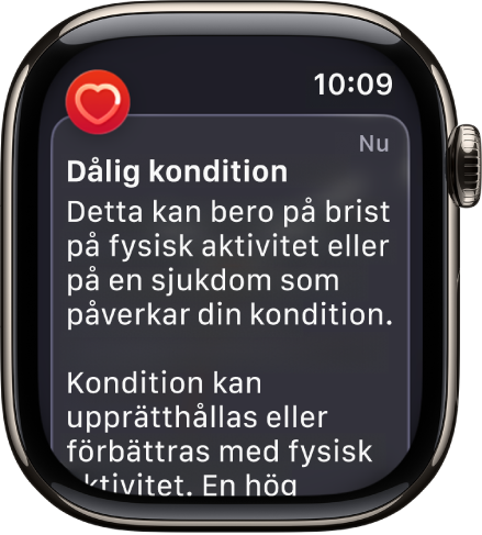 En pulsvarning som visar låg konditionsnivå.