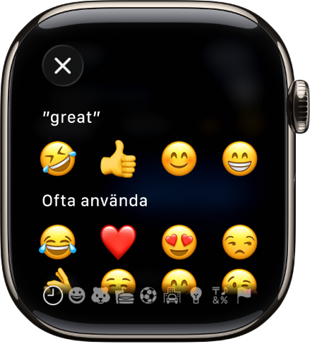 Textfältsskärmen visar emojier.
