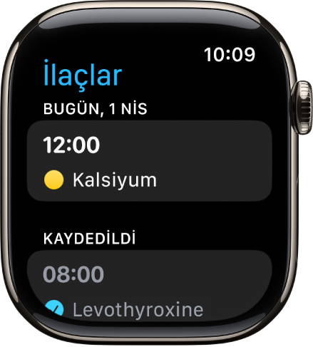 İlaçlar uygulaması kayıtlı ilaçları gösteriyor.