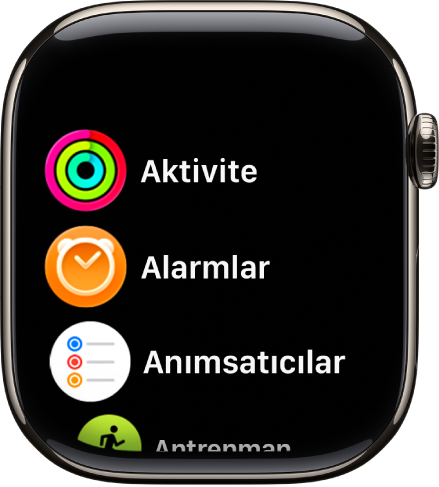 Alfabetik sıradaki uygulamalarla liste görüntüsündeki ana ekran.