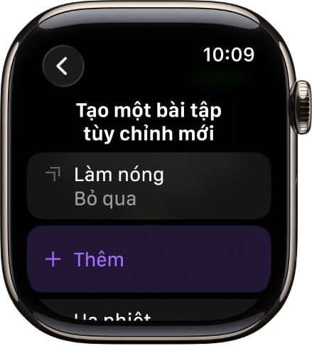 Ứng dụng Bài tập đang hiển thị màn hình để tạo một Bài tập tùy chỉnh.