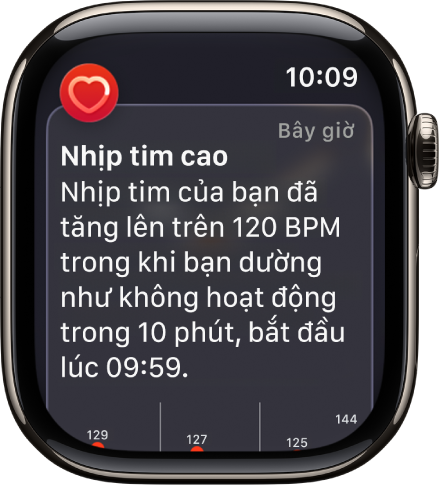 Một cảnh báo Nhịp tim, cho biết một nhịp tim cao.