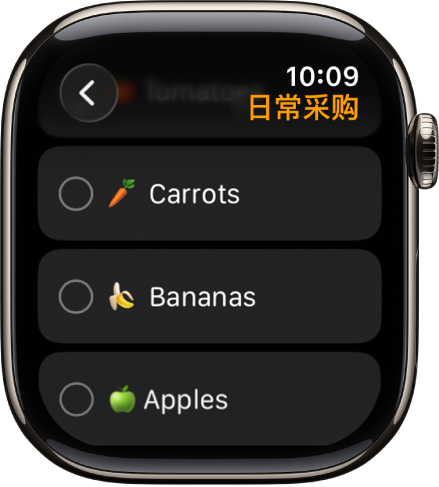 “提醒事项” App 显示两个提醒事项。提醒事项位于屏幕顶部附近,下方是“添加提醒事项”按钮。