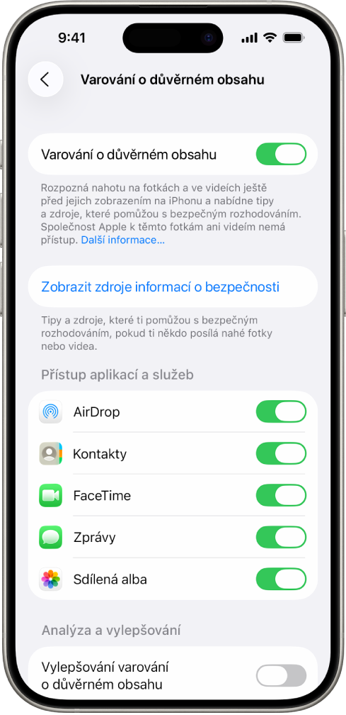 iPhone s obrazovkou Varování o důvěrném obsahu