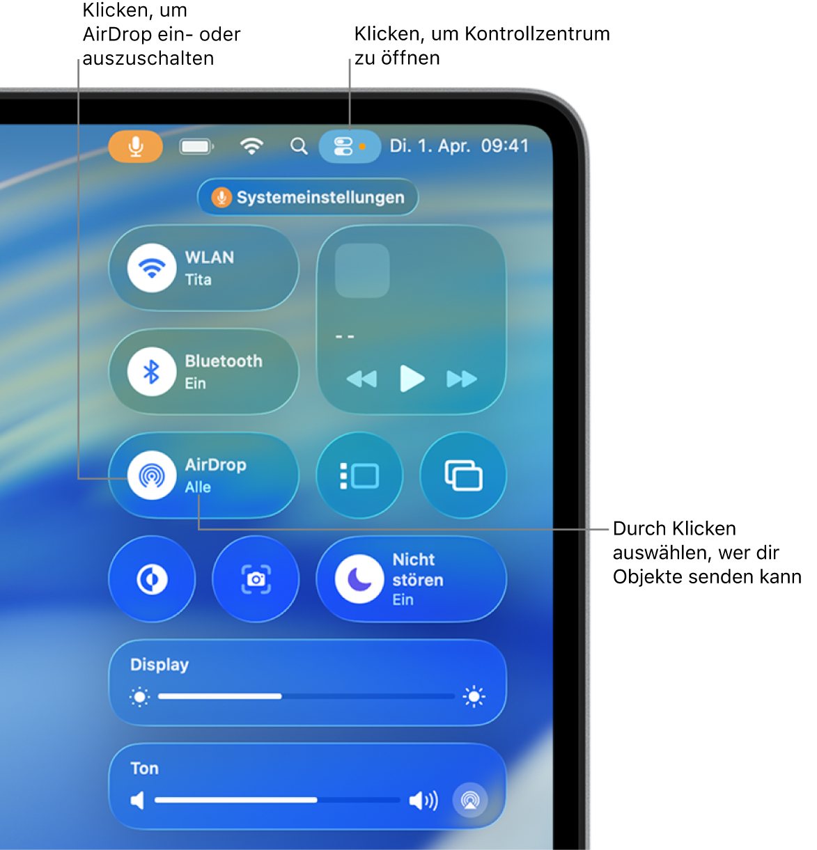 AirDrop im Kontrollzentrum verwenden.