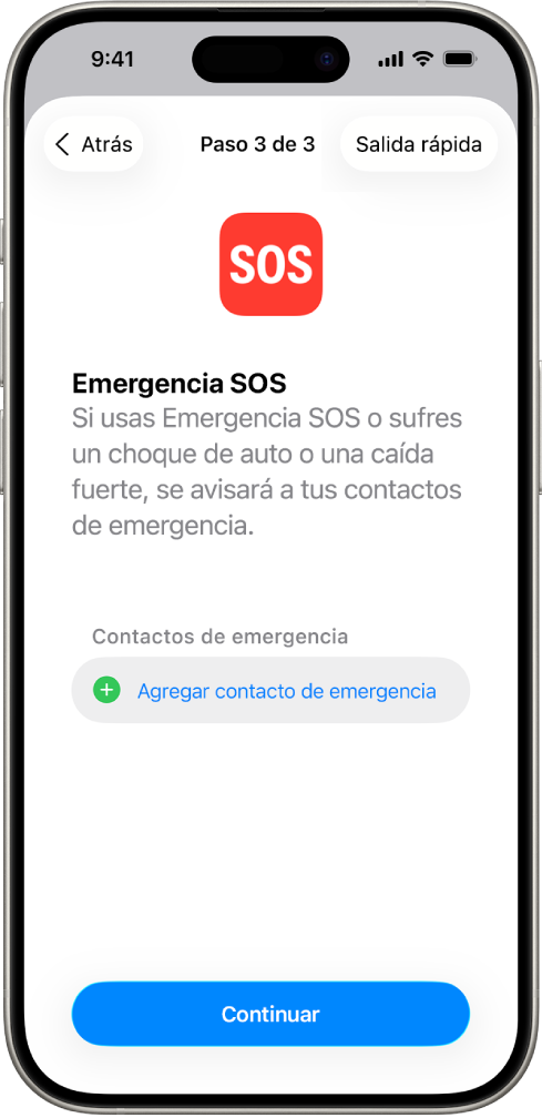 La pantalla de un iPhone mostrando la pantalla de Emergencia SOS.
