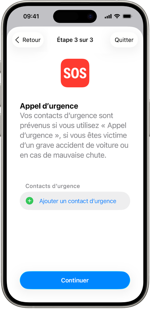 L’écran d'un iPhone affichant l’écran Appel d’urgence.