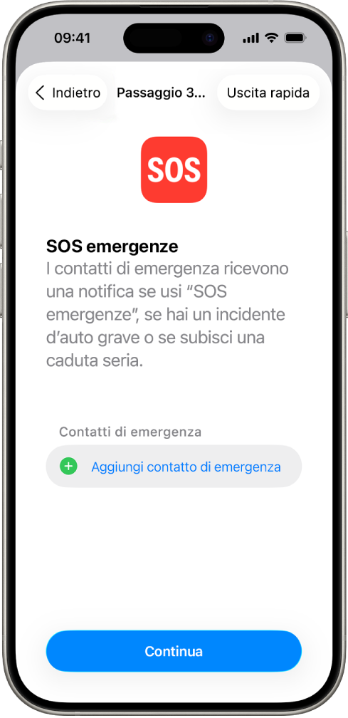 Un iPhone che mostra la schermata di “SOS emergenze”.