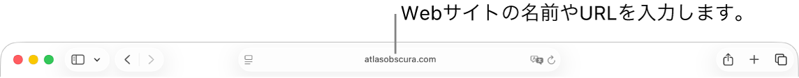 スマート検索フィールド。Safariツールバーの中央にあります。