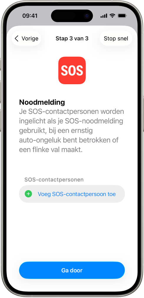Een iPhone met het scherm van SOS-noodmelding.