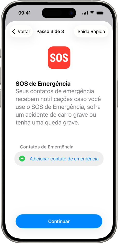 A tela de um iPhone mostrando a tela do SOS de Emergência.