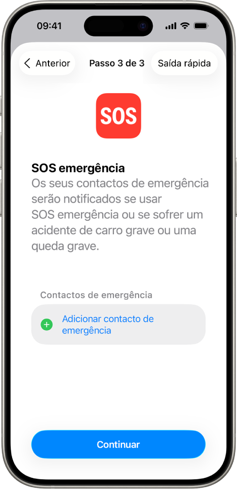 O ecrã de um iPhone a mostrar o ecrã SOS emergência.