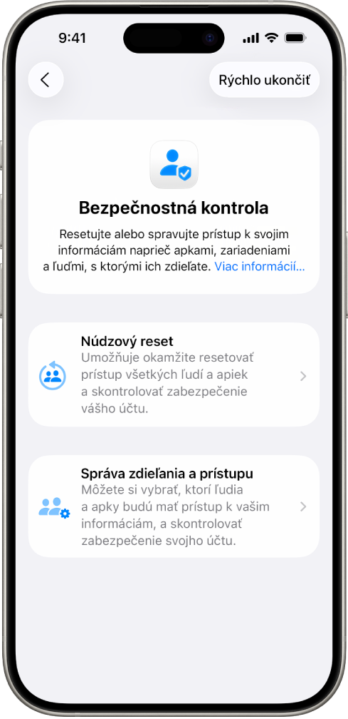 iPhone s obrazovkou Bezpečnostná kontrola.