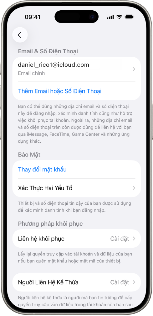 Một màn hình iPhone đang hiển thị xác thực hai yếu tố bị tắt.