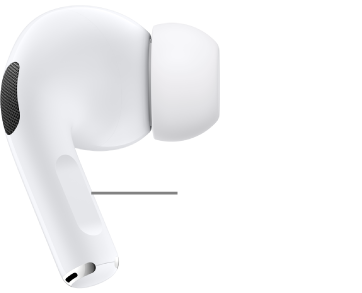 AirPods Pro 1の感圧センサーの位置。両方のAirPodsのステムにあります。
