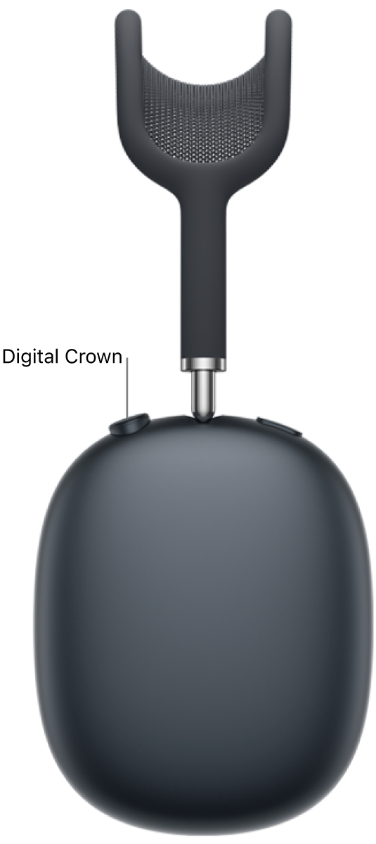 Placeringen av Digital Crown på den högra hörluren på AirPods Max 2.
