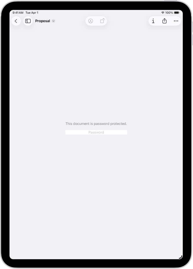 Un formulari PDF bloquejat a l’app Previsualització amb un camp de contrasenya. A la part inferior de la pantalla hi ha els botons “Marques”, “Informació” i “Comparteix”.