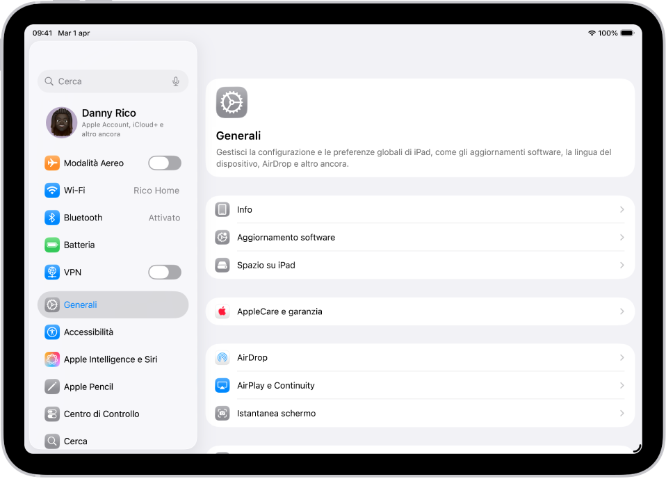 La schermata Home di iPad con varie icone di app, compresa quella di Impostazioni, che puoi toccare per modificare il volume, la luminosità e altro ancora su iPad.