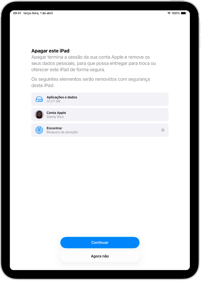 O ecrã “Apagar este iPad”.