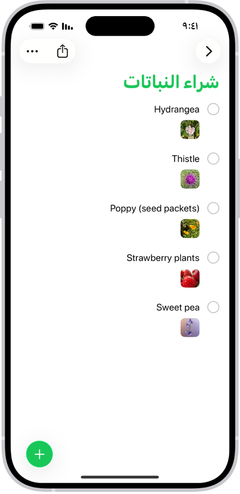 تطبيق التذكيرات تظهر به قائمة بها صور في كل تذكير.