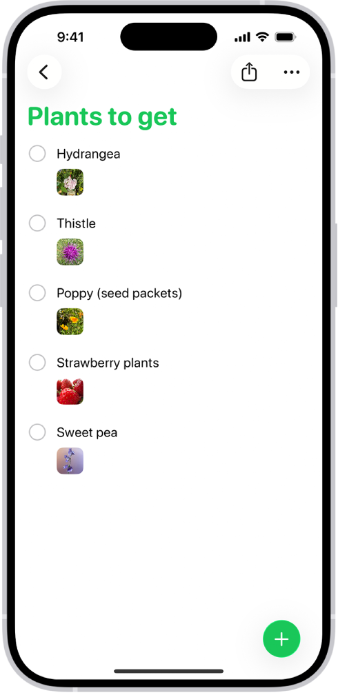 La app Recordatorios muestra una lista con fotos en cada recordatorio.