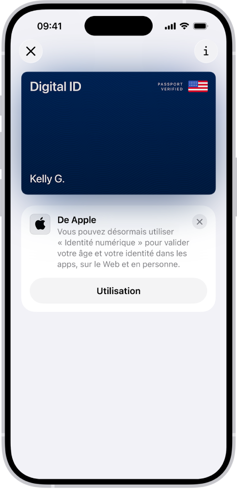 Une pièce d’identité numérique dans l’app Cartes.