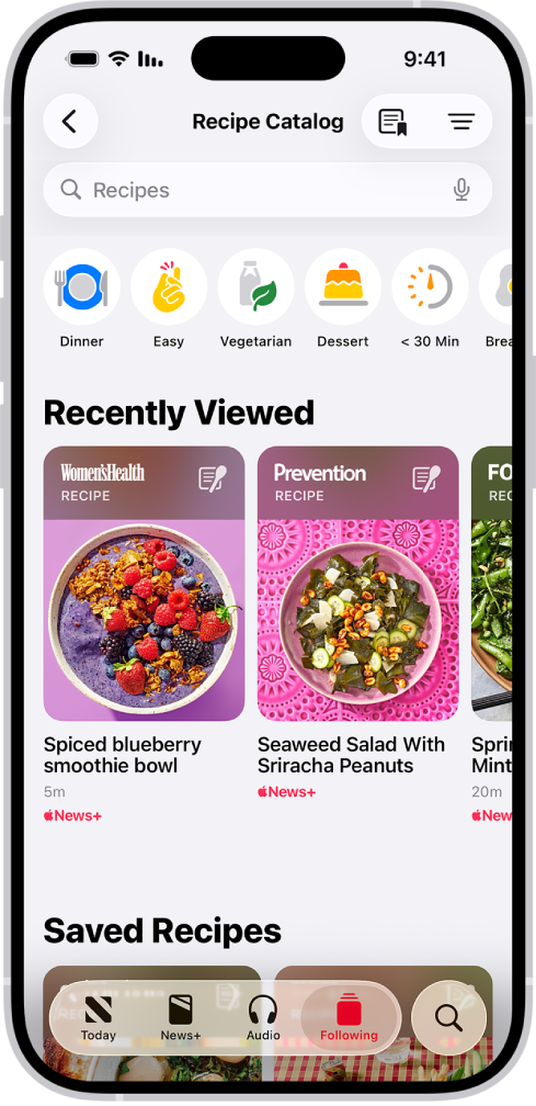 קטלוג המתכונים ב-Apple News+‎.