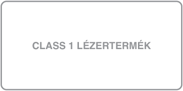 Egy címke a következő szöveggel: „Class 1 laser product”.