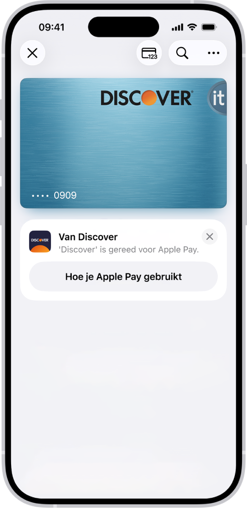 Een creditcard in de Wallet-app.
