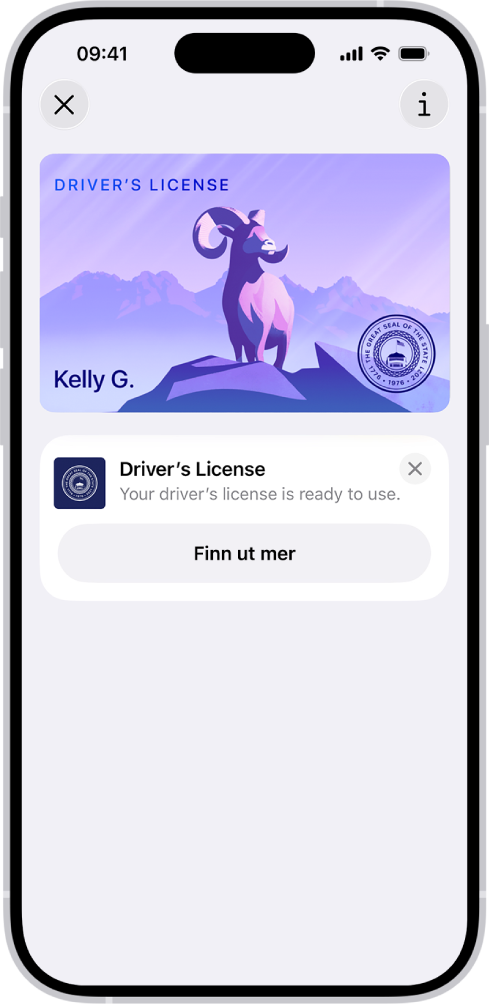 Et ID-kort i Lommebok-appen.