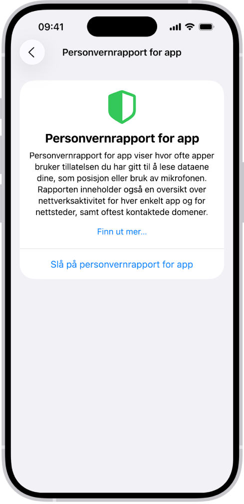 En personvernrapport som viser informasjon om apper i kategorien Data- og sensortilgang, og informasjon om apper i kategorien Nettverksaktivitet for apper.